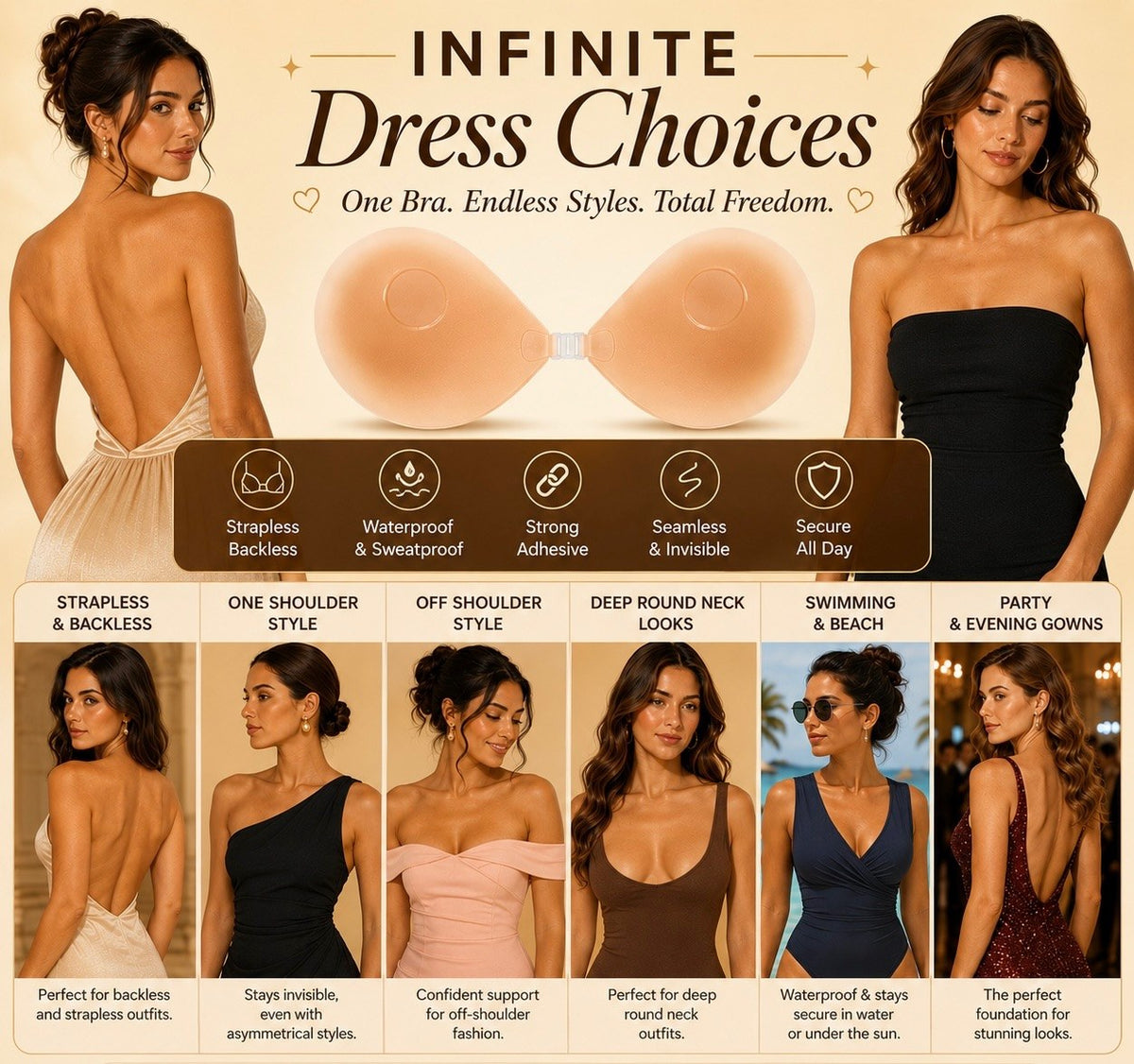 Silicone Bra - Glue-Free Center