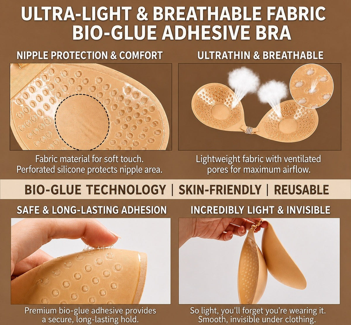 Fabric Adhesive Bra