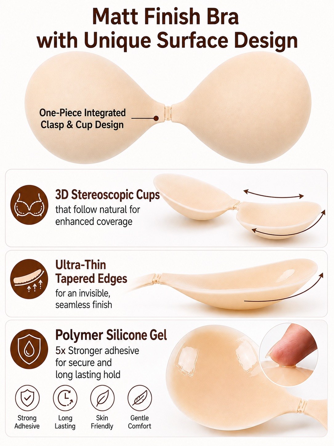 Silicone Bra - Matte Finish