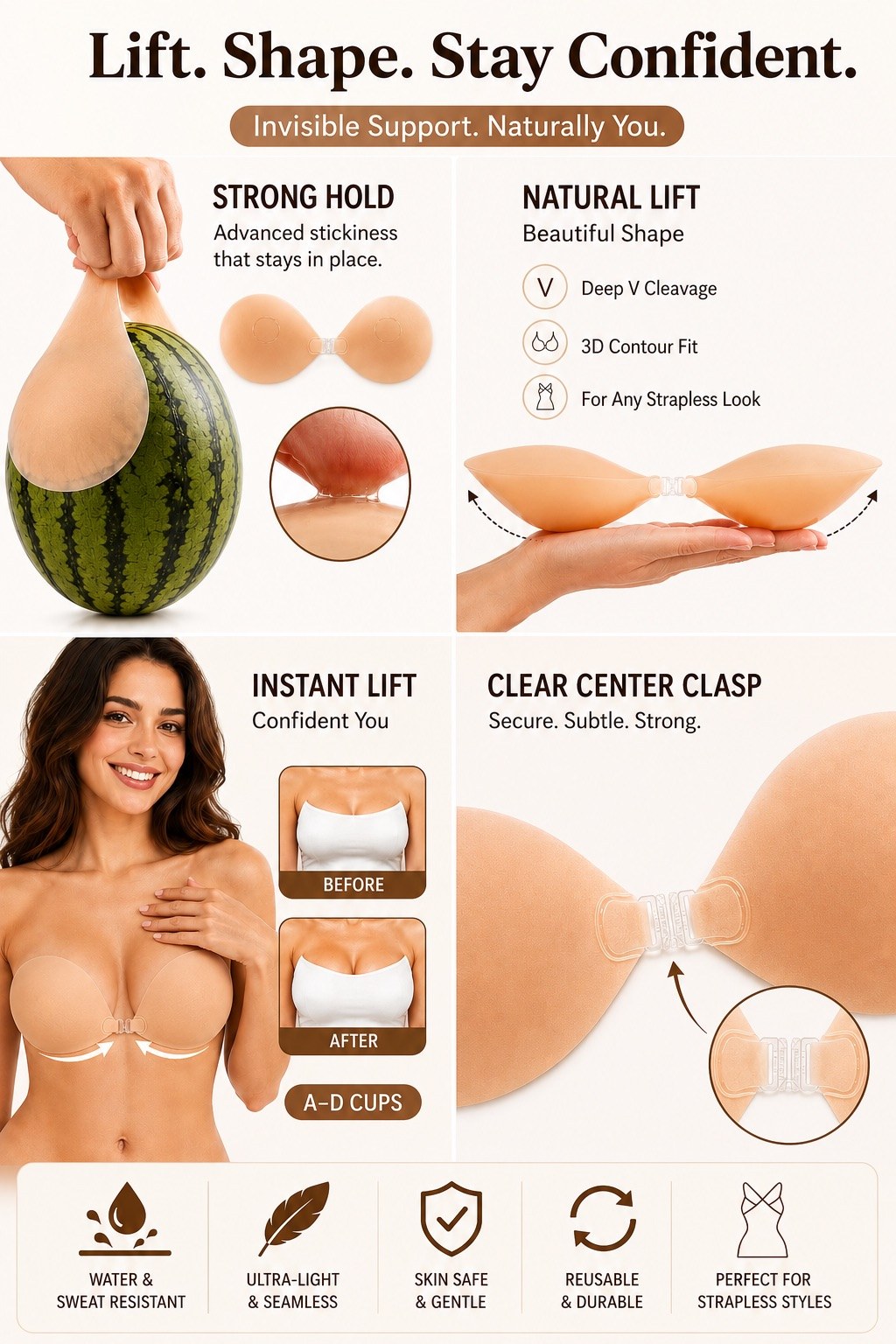 Silicone Bra - Glue-Free Center
