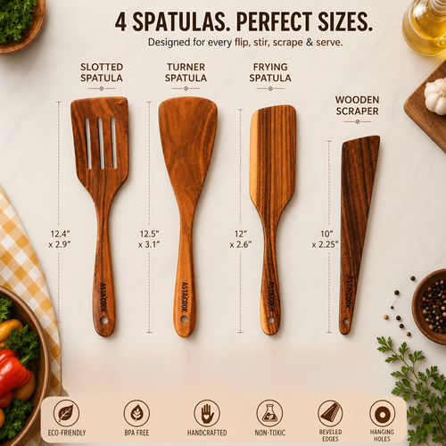 4-Piece Teak Spatula Set
