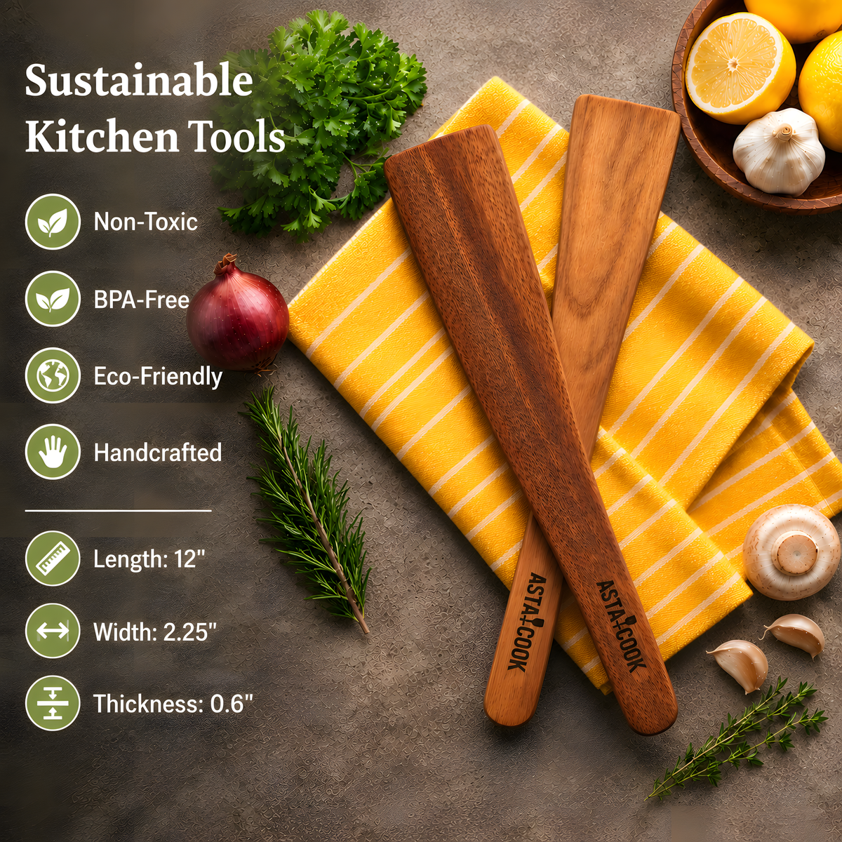 2-Piece Teak Spatula Set