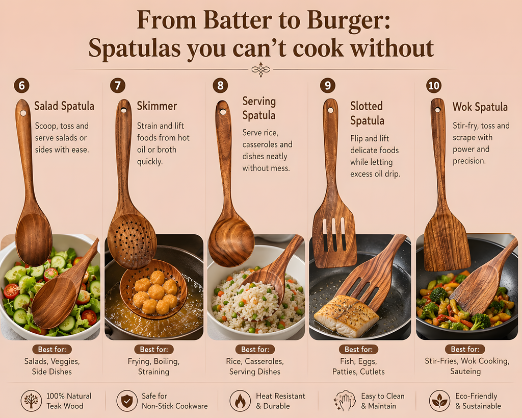 10-Piece Teak Wooden Utensil Set