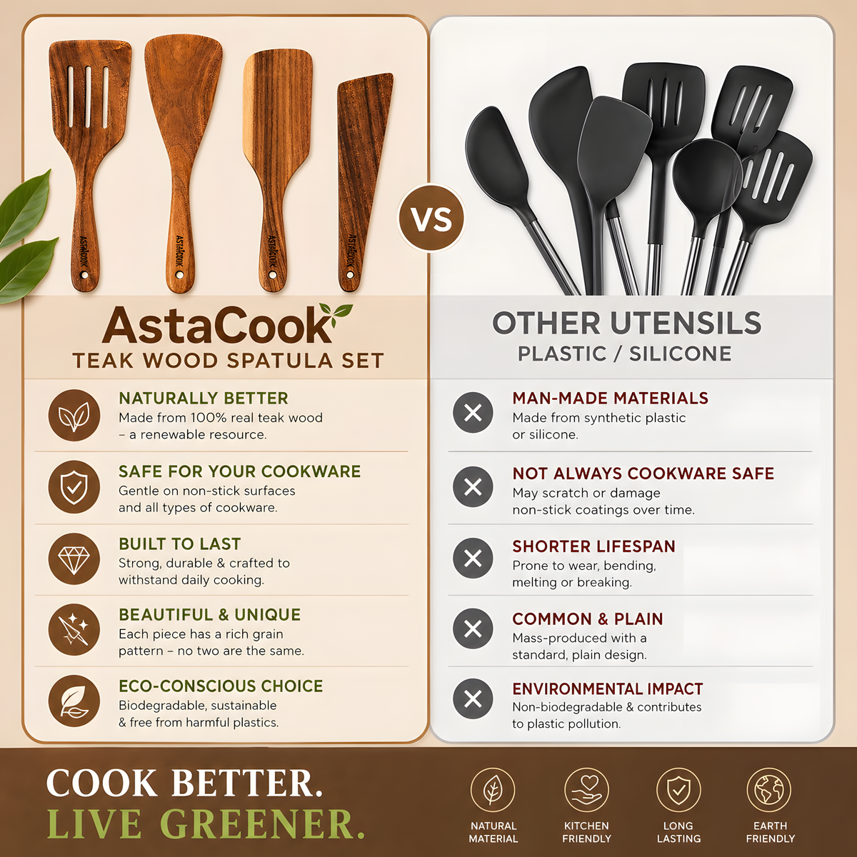 4-Piece Teak Spatula Set