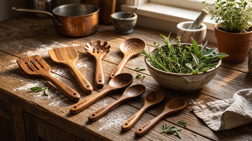 10-Piece Teak Wooden Utensil Set
