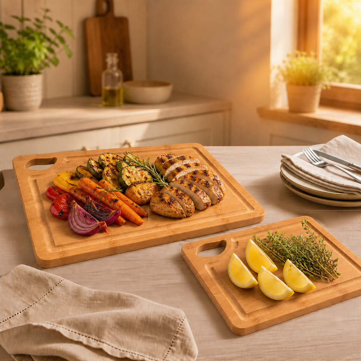3-Piece Bamboo Cutting Board Set