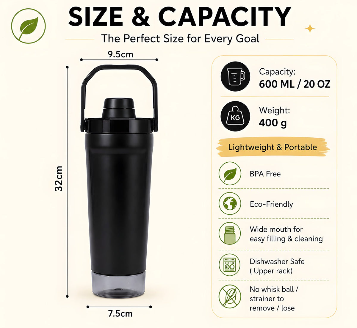 Shaker with Storage size and capacity